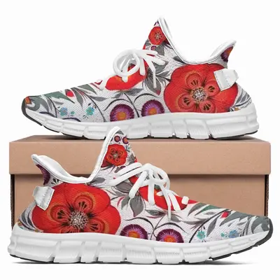 Men Poppy Flowers In A Pot Woven Training Shoes