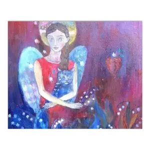 Angel With Cat Digital Painting (Horizontal)