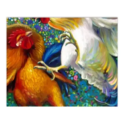 Fighting Roosters Digital Painting (Horizontal)