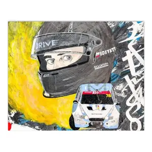 No Risk No Drift - Sport Auto Formula One Man People Digital Painting (Horizontal)