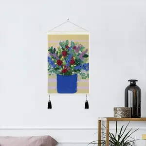 Blue Vase Tassel Hanging Picture