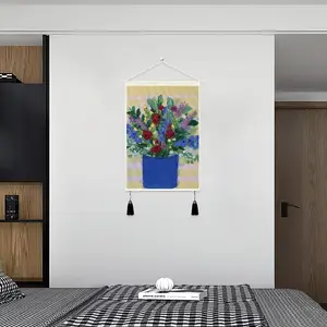 Blue Vase Tassel Hanging Picture