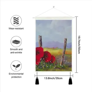 Fence Poppies Tassel Hanging Picture