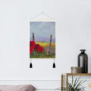 Fence Poppies Tassel Hanging Picture