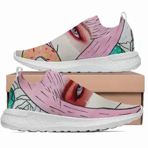 Men Barbie - Girl Women Fashion Pink Donate Flowers Collage Laceless Popcorn Shoes