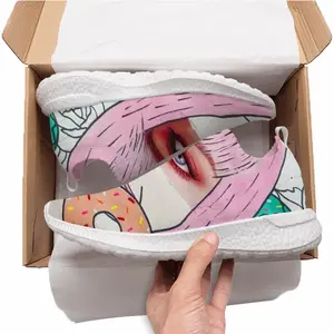 Men Barbie - Girl Women Fashion Pink Donate Flowers Collage Laceless Popcorn Shoes