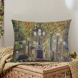 Barcelona On A Rainy Night Polyester Pillow (Rectangle, Multi-Size)