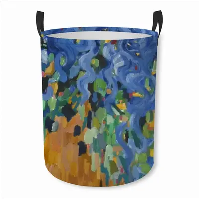 Blue Irises Laundry Basket (Round Bottom)