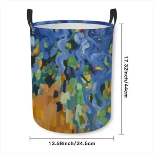 Blue Irises Laundry Basket (Round Bottom)