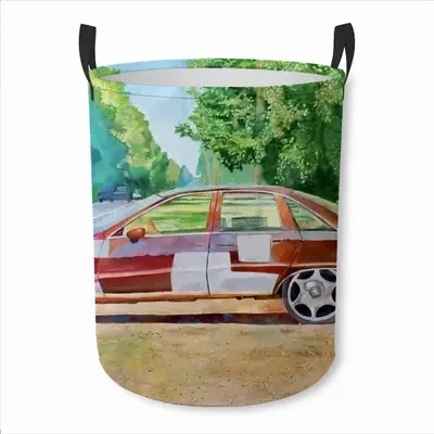 Car On Highway 319 Laundry Basket (Round Bottom)