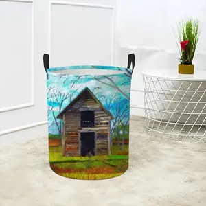 Barn By The Side Of The Road Laundry Basket (Round Bottom)