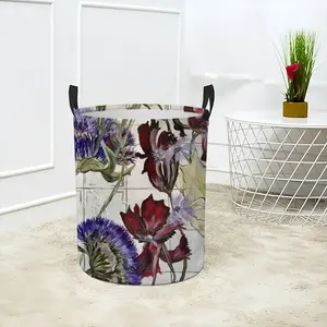 White Prints Laundry Basket (Round Bottom)