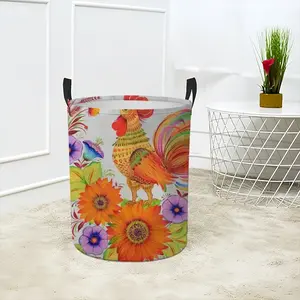 Sunny Rooster Laundry Basket (Round Bottom)