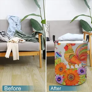 Sunny Rooster Laundry Basket (Round Bottom)