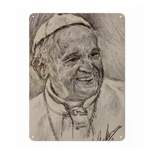 Pope Francis Portrait Iron Painting (Vertical, Multi-Size)