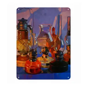 Still Life With Kerosene Lamps Iron Painting (Vertical, Multi-Size)