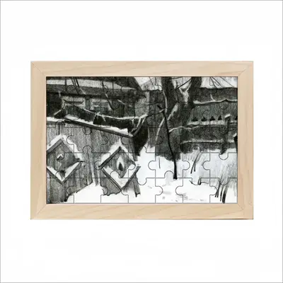 Old Yard In Winter Picture Frame Puzzle