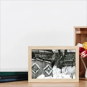 Old Yard In Winter Picture Frame Puzzle