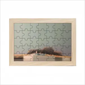 Green Lagoon With One Boat Picture Frame Puzzle