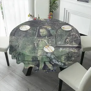 Alone With Cat Tablecloth (Round)