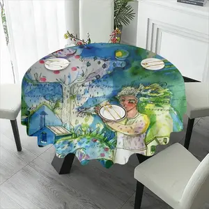 Boy With Bird Tablecloth (Round)