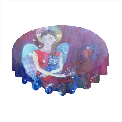 Angel With Cat Tablecloth (Round)