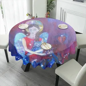 Angel With Cat Tablecloth (Round)