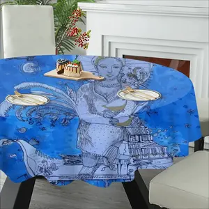 Drawing Ink - Blue Diva Tablecloth (Round)