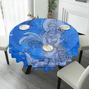 Drawing Ink - Blue Diva Tablecloth (Round)