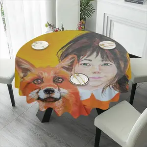 Little Girl With A Fox Tablecloth (Round)