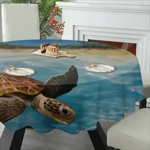 Caribbean Turtle Iii Tablecloth (Round)