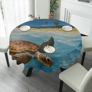 Caribbean Turtle Iii Tablecloth (Round)