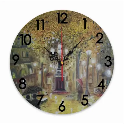 Barcelona On A Rainy Night Wall Clock