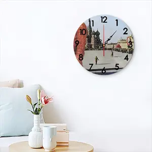 Lady In Red Square Wall Clock