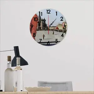 Lady In Red Square Wall Clock