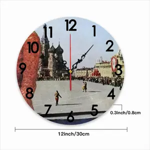 Lady In Red Square Wall Clock