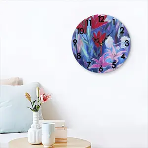 Lilies In The Evening Wall Clock