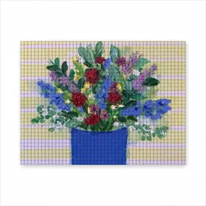 Blue Vase Round Diamond Painting (Multi-Size, Horizontal)