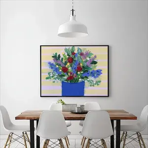 Blue Vase Round Diamond Painting (Multi-Size, Horizontal)