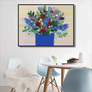 Blue Vase Round Diamond Painting (Multi-Size, Horizontal)