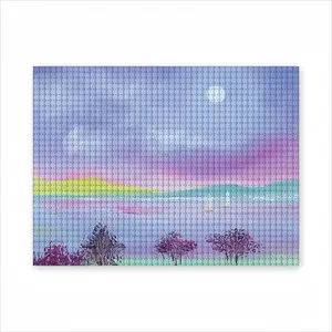 Moon Trees Round Diamond Painting (Multi-Size, Horizontal)