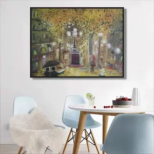 Barcelona On A Rainy Night Round Diamond Painting (Multi-Size, Horizontal)