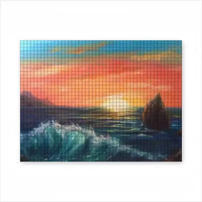 Big Sea Sunset Round Diamond Painting (Multi-Size, Horizontal)