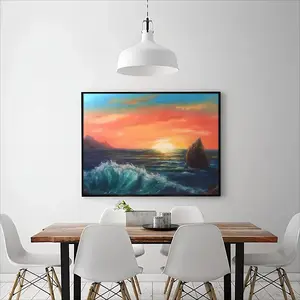 Big Sea Sunset Round Diamond Painting (Multi-Size, Horizontal)