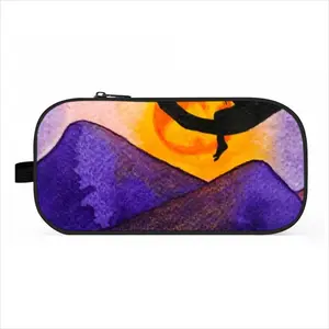 The Moon Fisher - Watercolor Kids Children Fisher Purple Moon Mountain View Landscape Pencil Case Bags (Bilayer)