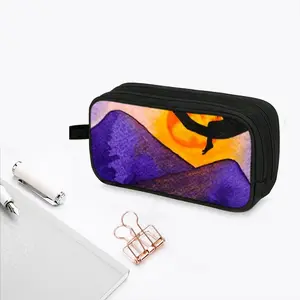 The Moon Fisher - Watercolor Kids Children Fisher Purple Moon Mountain View Landscape Pencil Case Bags (Bilayer)