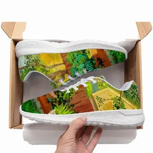 Men Backyard Garden With Yellow House Popcorn Shoes