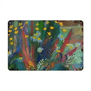 A Bouquet Of Wild Flowers In The Evening Retro Iron Painting (Horizontal)