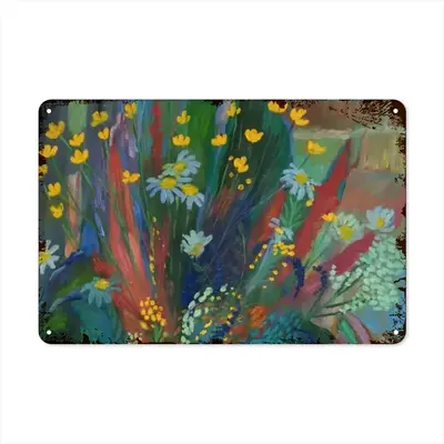 A Bouquet Of Wild Flowers In The Evening Retro Iron Painting (Horizontal)