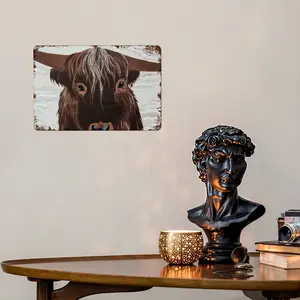 Bull - Red Bull Taurus Animals Buffalo Wild Retro Iron Painting (Horizontal)